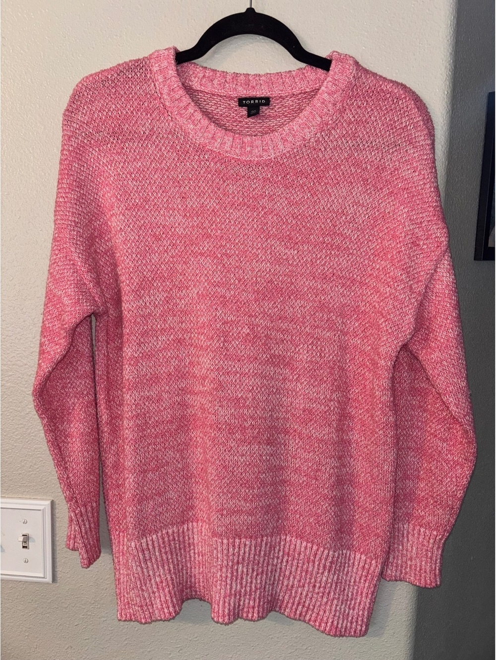 Torrid Pink White Marl Slub Shaker Knit Crewneck Sweater Plus Size 00 / L / 10